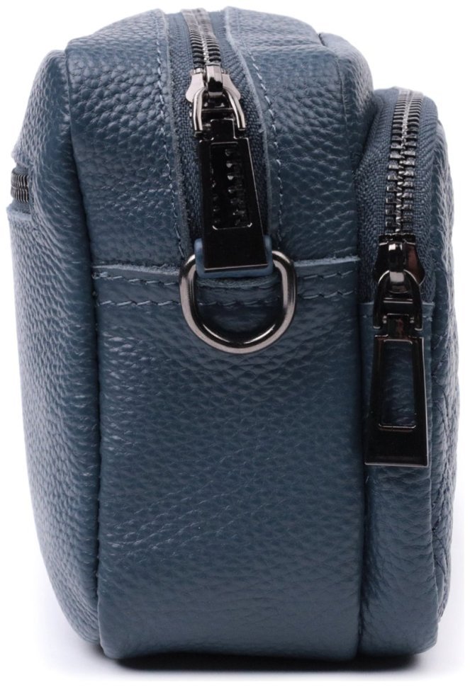 Женская кожаная сумка с ромбовидной строчкой Vintage 22636 Синяя фото №6 Женская кожаная сумка с ромбовидной строчкой Vintage 22636 Синяя modnotak фото №6