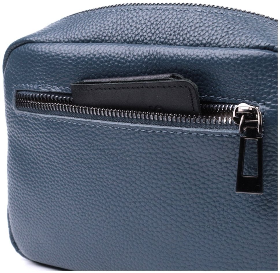 Женская кожаная сумка с ромбовидной строчкой Vintage 22636 Синяя фото №7 Женская кожаная сумка с ромбовидной строчкой Vintage 22636 Синяя modnotak фото №7