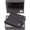 Мужское кожаное портмоне черного цвета с блоком под карты и документы H-Leather Accessories (21532) - 7