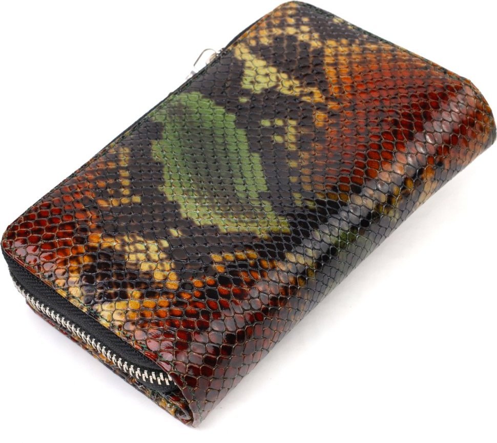 Лакований жіночий гаманець середнього розміру з натуральної шкіри з тисненням під змію CANPELLINI (2421716)