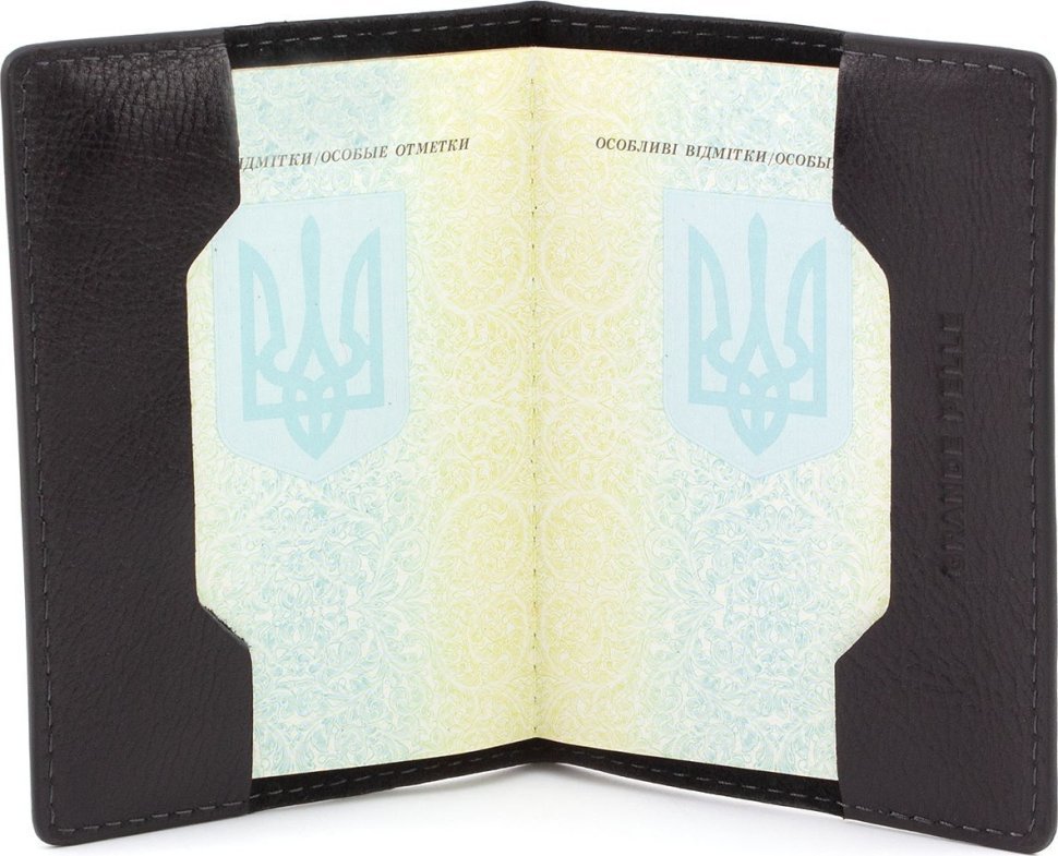 Кожаная обложка для паспорта с гербом Украины Grande Pelle 113180 черная фото №2 Кожаная обложка для паспорта с гербом Украины Grande Pelle 113180 черная modnotak фото №2