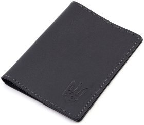 Кожаная обложка для паспорта с гербом Украины Grande Pelle 113180 черная