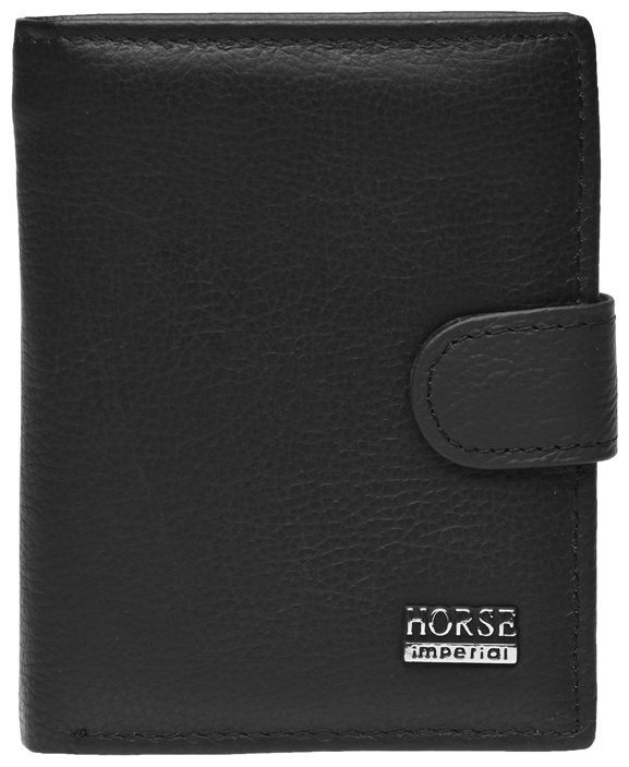 Черное мужское портмоне среднего размера из натуральной кожи Horse Imperial 73180 modnotak фото №1