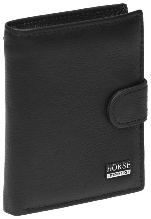 Черное мужское портмоне среднего размера из натуральной кожи Horse Imperial 73180 modnotak фото №2