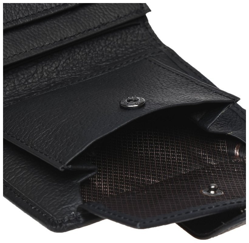 Черное мужское портмоне среднего размера из натуральной кожи Horse Imperial 73180 modnotak фото №6