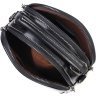 Маленька жіноча сумка з натуральної шкіри чорного кольору на дві блискавки Vintage (2422130) - 4