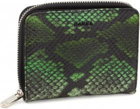 Чорно-зелений жіночий гаманець середнього розміру з фактурою під змію KARYA (19016)