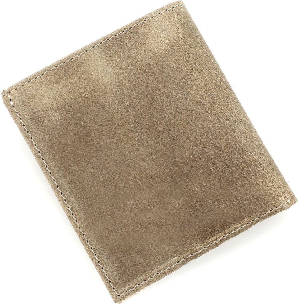 Бежевое мужское портмоне из винтажной кожи на магнитах KARYA (21754)