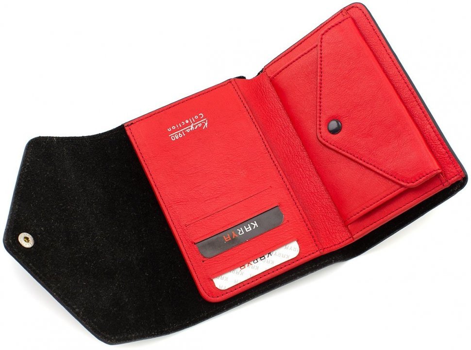 Двоколірний жіночий гаманець потрійного додавання з натуральної шкіри KARYA (19985)