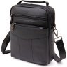 Черная мужская вертикальная сумка-барсетка из черной кожи Vintage (20393) - 1