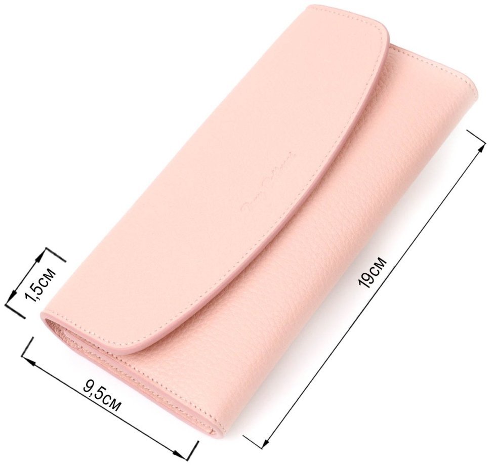 Вместительный женский кошелек из натуральной кожи пудрового цвета с клапаном Tony Bellucci (2421963) modnotak фото №9