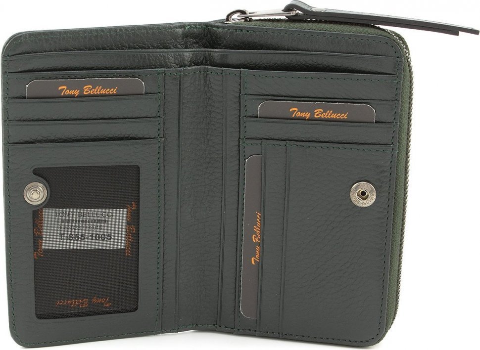 Удобный кошелек темно-зеленого цвета из натуральной кожи Tony Bellucci (10805)