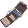 Бежевий жіночий гаманець із натуральної шкіри із застібкою на кнопці KARYA (2417164) - 4