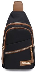 Повседневная женская сумка слинг из прочного текстиля с 1 основным отделением Monsen 104480 черного цвета