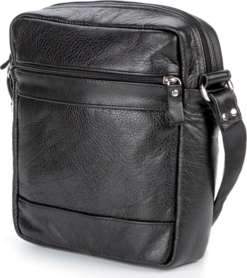 Мужская кожаная сумка из мягкой натуральной кожи с застежкой на молнию SHVIGEL (00791)