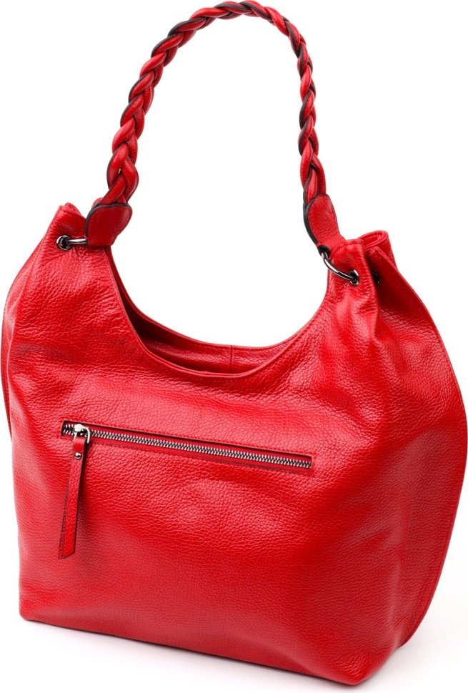 Червона сумка жіноча з натуральної шкіри флотар з однією лямкою KARYA (2420866)