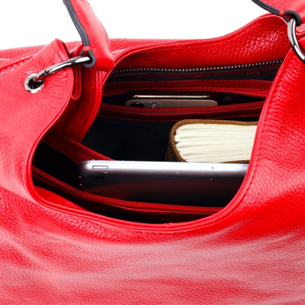 Красная женская сумка из натуральной кожи флотар с одной лямкой KARYA (2420866)