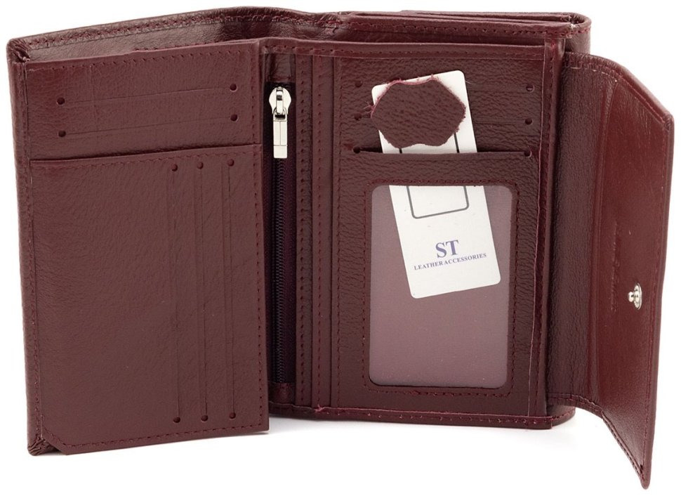Женский кожаный портмоне ST Leather 94580 бордового цвета фото №2 Женский кожаный портмоне ST Leather 94580 бордового цвета modnotak фото №2