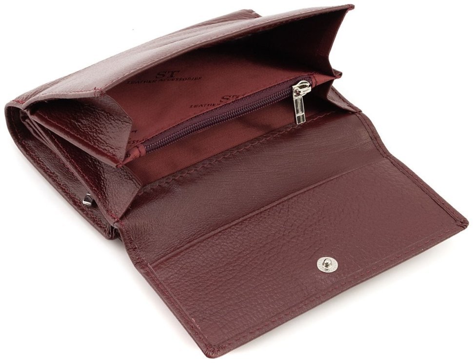 Женский кожаный портмоне ST Leather 94580 бордового цвета фото №5 Женский кожаный портмоне ST Leather 94580 бордового цвета modnotak фото №5