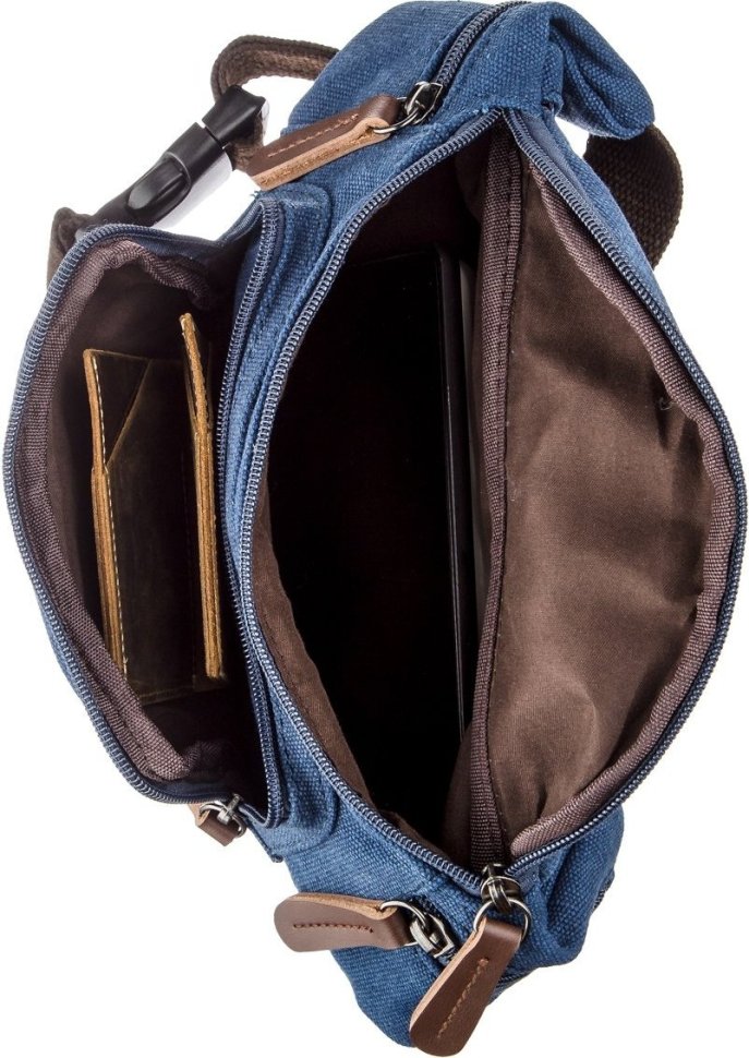 Повсякденна чоловіча сумка на пояс з текстилю синього кольору Vintage (20173)