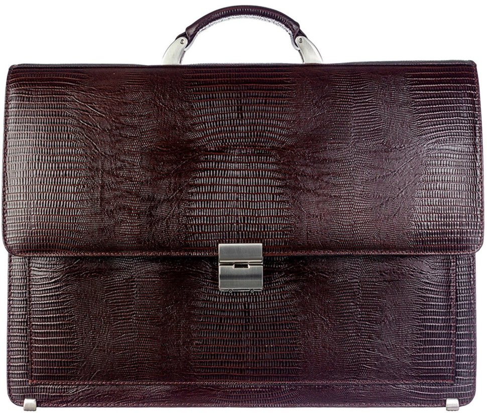 Красивий чоловічий портфель коричневого кольору з натуральної шкіри Desisan (216-142)
