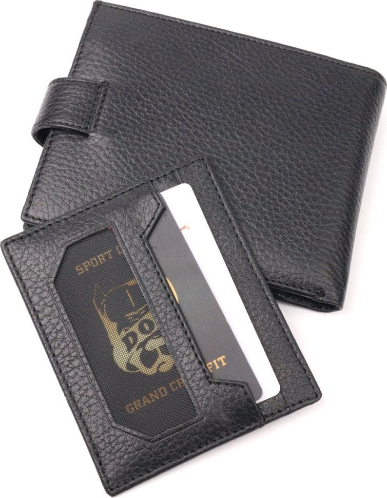 Чорний класичний чоловічий гаманець із натуральної шкіри флотар KARYA (2421066)