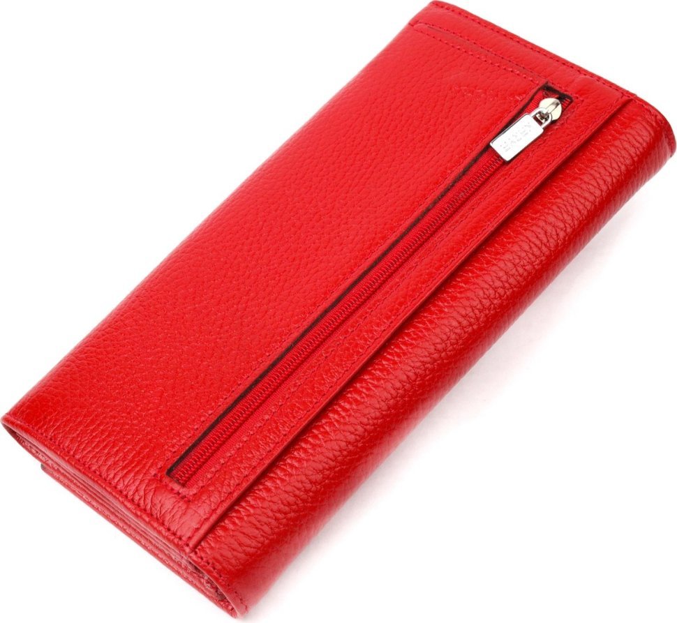 Красный женский горизонтальный кошелек из натуральной кожи с клапаном KARYA (2421166)