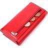 Красный женский горизонтальный кошелек из натуральной кожи с клапаном KARYA (2421166) - 6