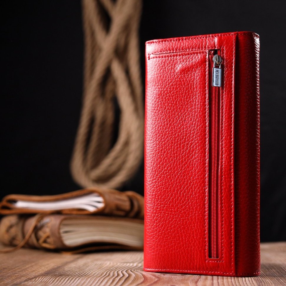 Червоний жіночий горизонтальний гаманець із натуральної шкіри з клапаном KARYA (2421166)