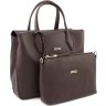 Женская кожаная коричневая сумка с маленькой сумочкой в комплекте KARYA (21019) - 2