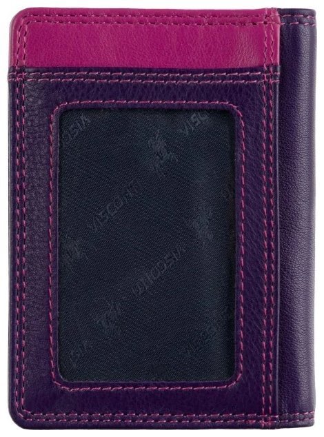 Картхолдер из натуральной кожи на кнопке с ID-окошком для документов Visconti RB111 фиолетовый/разноцветный 95480 modnotak фото №3