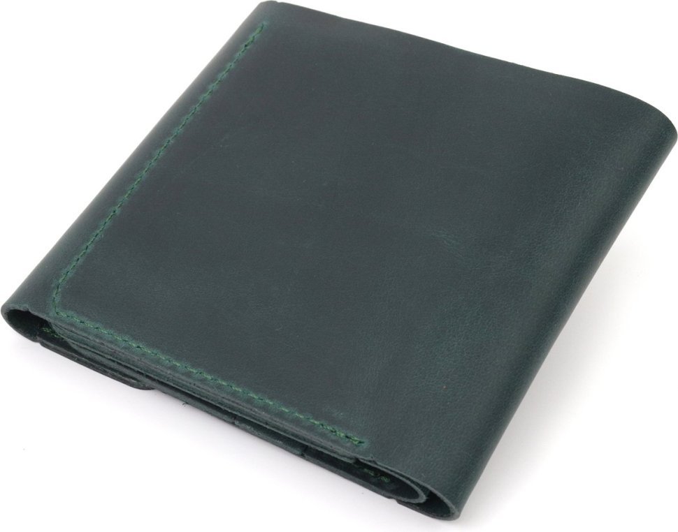Зелений гаманець горизонтального типу вінтажної шкіри на кнопці Shvigel (2416615)