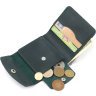Зелений гаманець горизонтального типу вінтажної шкіри на кнопці Shvigel (2416615) - 5