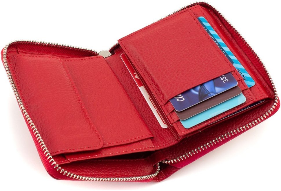 Женский кошелек из натуральной кожи красного цвета на молнии ST Leather 1767280