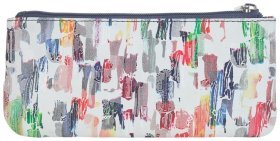 Яркая ключница из натуральной кожи на 2 отделения Desisan 107380 белая с разноцветными мазками