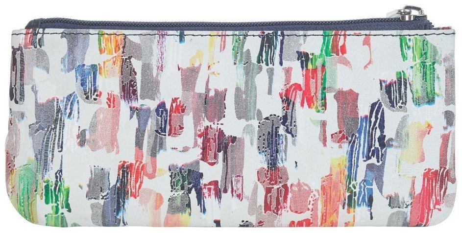Яркая ключница из натуральной кожи на 2 отделения Desisan 107380 белая с разноцветными мазками фото №2 Яркая ключница из натуральной кожи на 2 отделения Desisan 107380 белая с разноцветными мазками modnotak фото №2