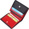 Черно-красный женский кошелек из натуральной фактурной кожи с монетницей KARYA (2421382) - 4