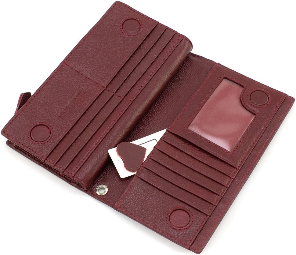 Місткий жіночий гаманець із натуральної шкіри бордового кольору на зап'ястя ST Leather 1767480