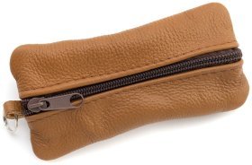 Большая из натуральной кожи ключница с двумя отделениями Leather Collection рыжего цвета