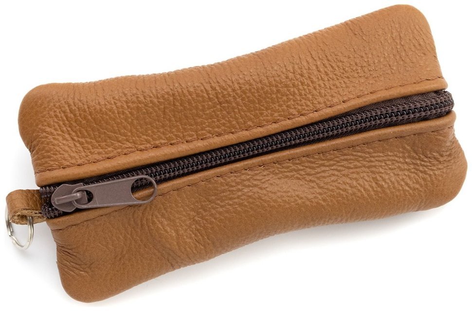 Большая из натуральной кожи ключница с двумя отделениями Leather Collection рыжего цвета modnotak фото №1