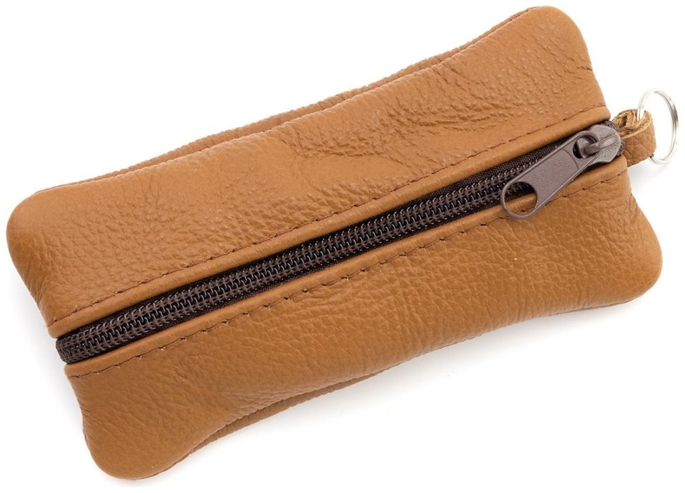 Большая из натуральной кожи ключница с двумя отделениями Leather Collection рыжего цвета modnotak фото №4