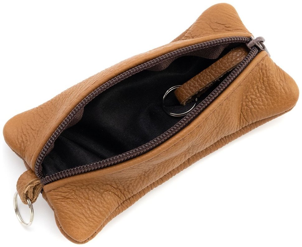Большая из натуральной кожи ключница с двумя отделениями Leather Collection рыжего цвета modnotak фото №3