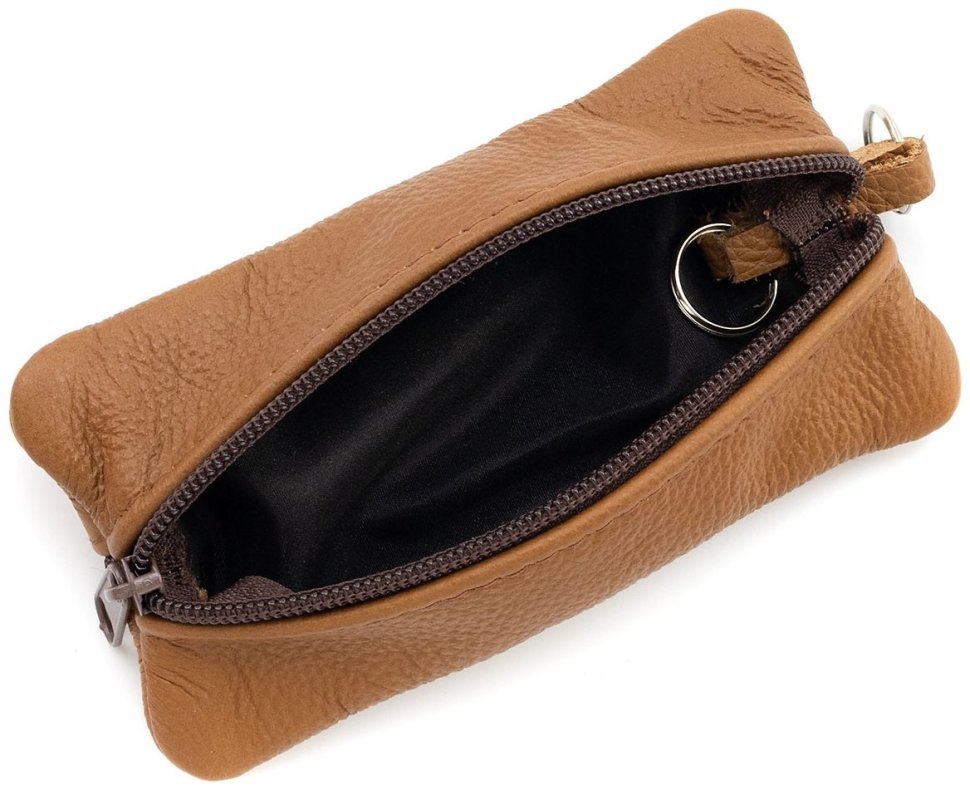 Большая из натуральной кожи ключница с двумя отделениями Leather Collection рыжего цвета modnotak фото №6