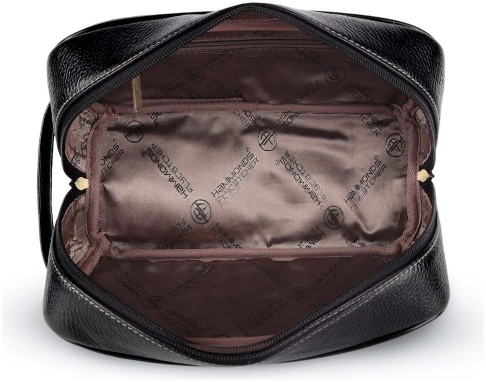 Большой несессер из натуральной фактурной кожи черного цвета Hammonds Flycatcher TC4003 с петлей на кисть 107980 modnotak фото №3