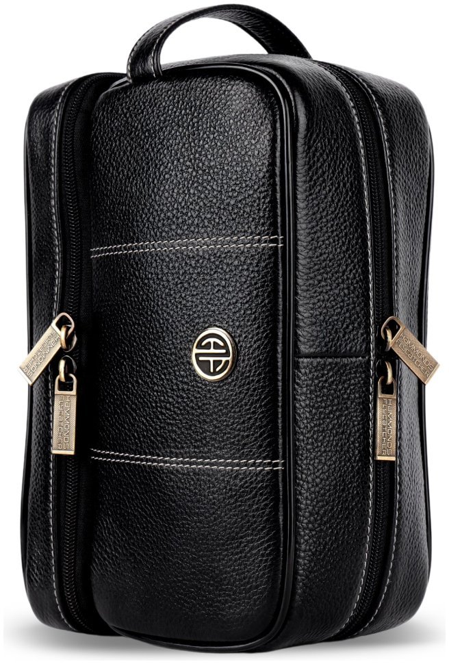 Большой несессер из натуральной фактурной кожи черного цвета Hammonds Flycatcher TC4003 с петлей на кисть 107980 modnotak фото №8