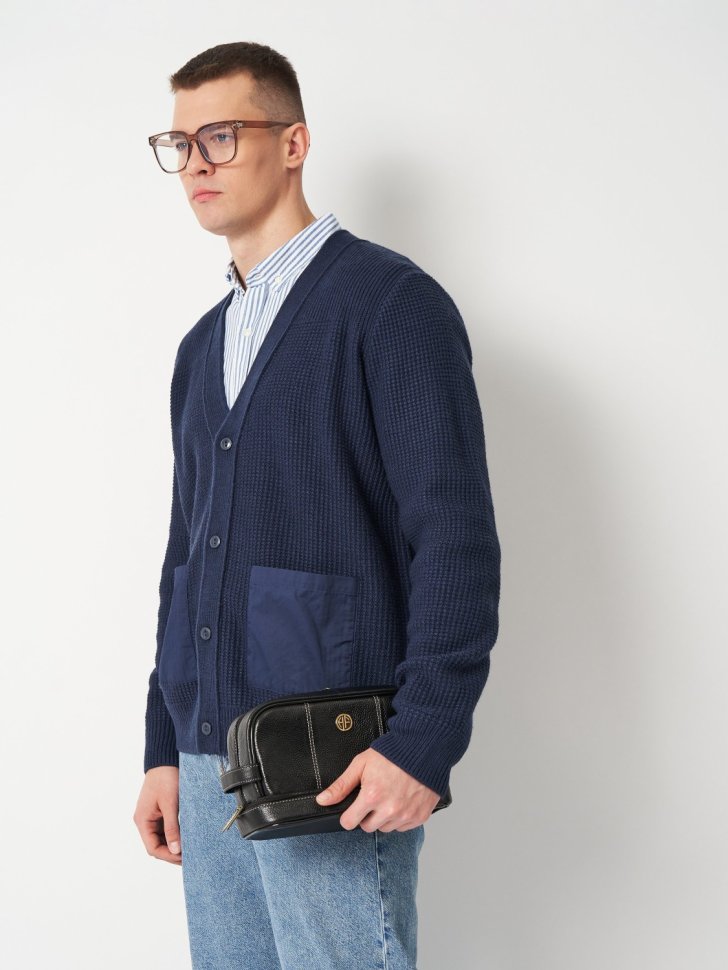 Большой несессер из натуральной фактурной кожи черного цвета Hammonds Flycatcher TC4003 с петлей на кисть 107980 modnotak фото №10