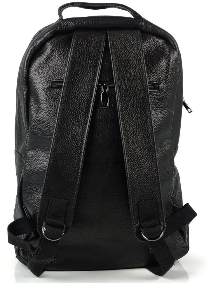 Просторий чоловічий міський чорний рюкзак з натуральної шкіри Tiding Bag (19453)