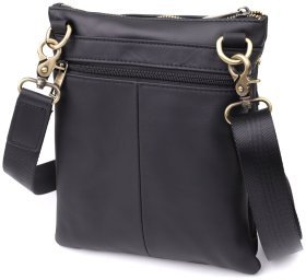 Городская мужская сумка через плечо из натуральной кожи черного цвета Vintage 98180