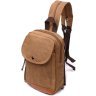 Коричневая мужская сумка-слинг из плотного текстиля на молнии Vintage 2422183 - 1