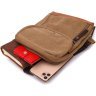 Коричневая мужская сумка-слинг из плотного текстиля на молнии Vintage 2422183 - 6